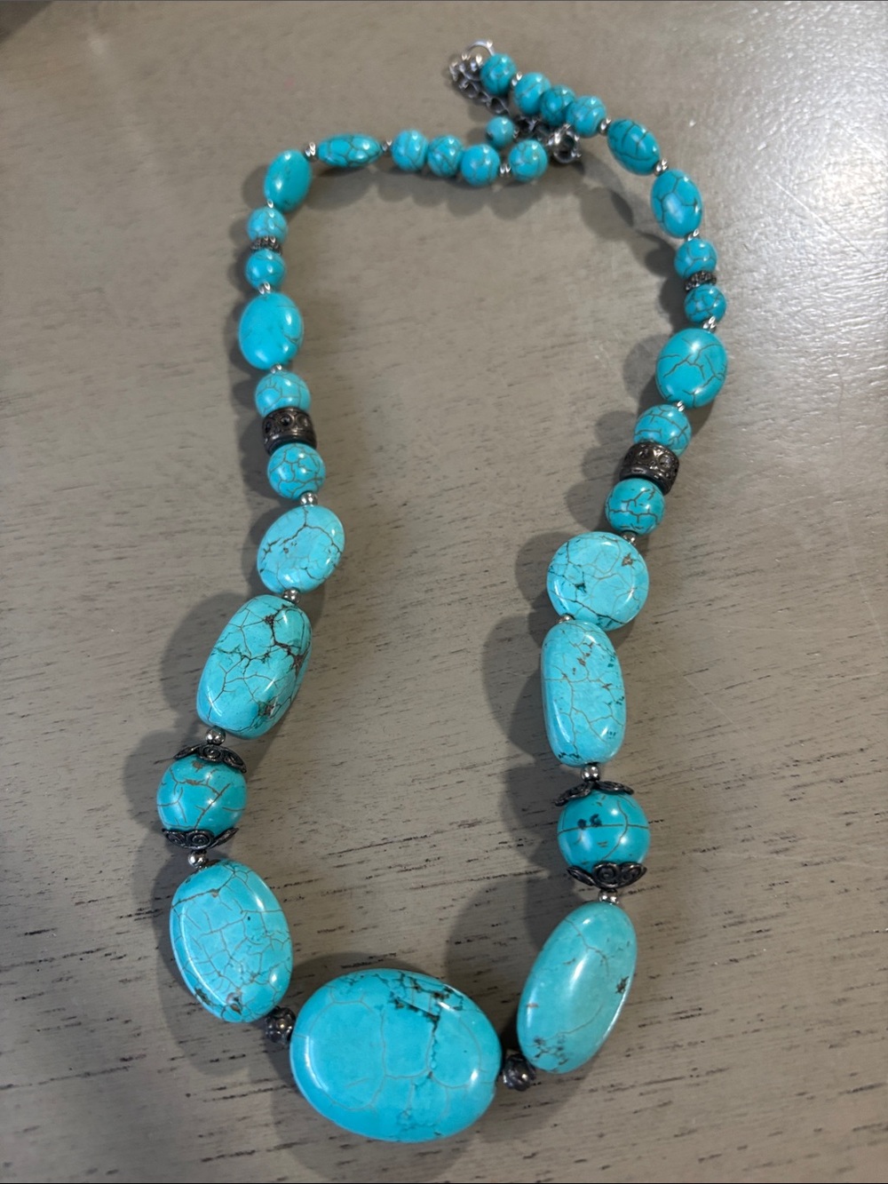 Turquoise Beaded Statement Necklace - Blue